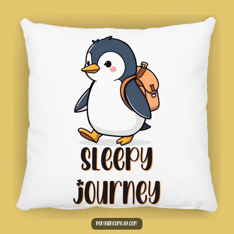 Funny Penguin Adventure Pillow - Cozy Accent with a Hilarious Explorer