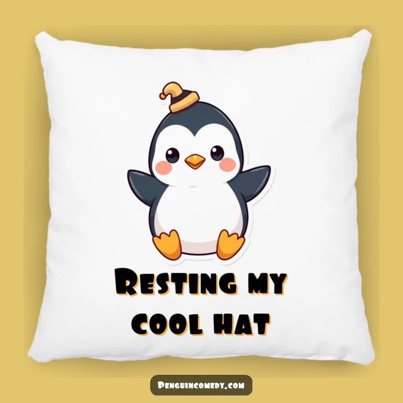 Funny Penguin Hat Pillow: Cozy Comfort with Dapper Penguin Flair