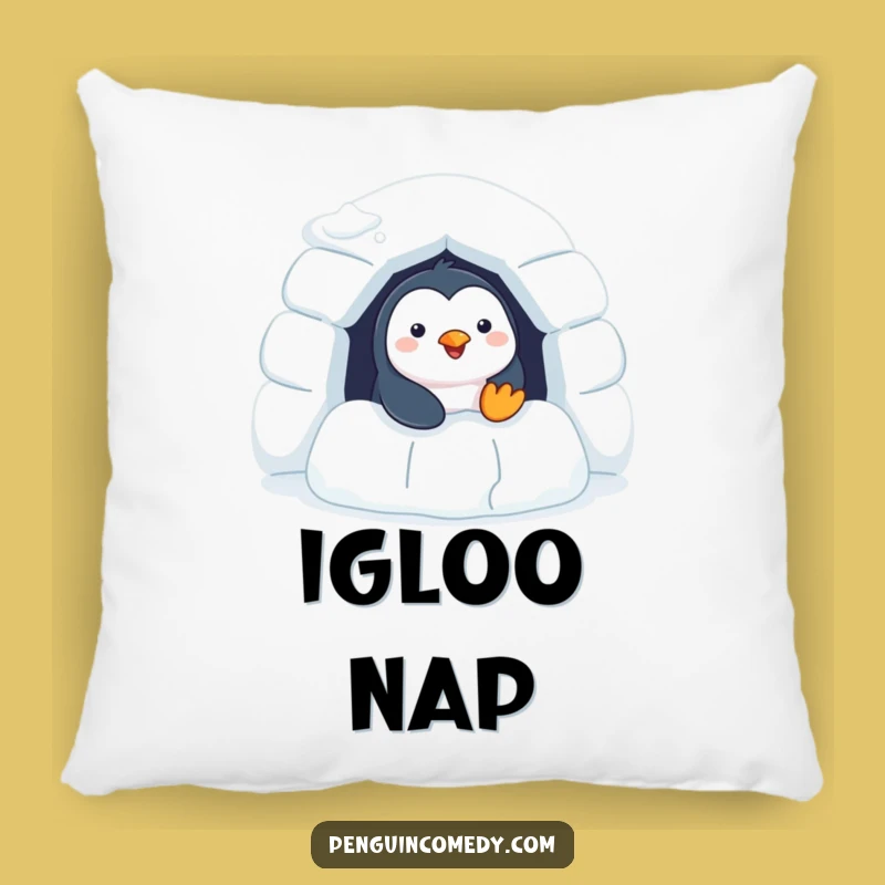Funny Penguin Pillow - Cozy Cheerful Igloo Cushion