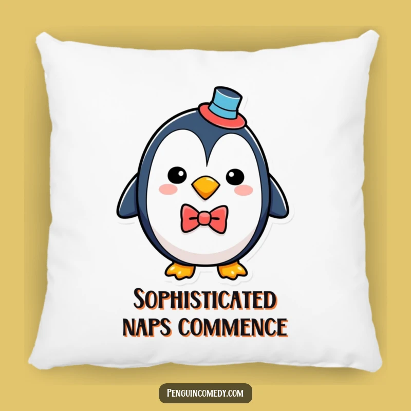 Funny Penguin Pillow - Dapper Bird Accent Pillow - Cozy Gift Idea