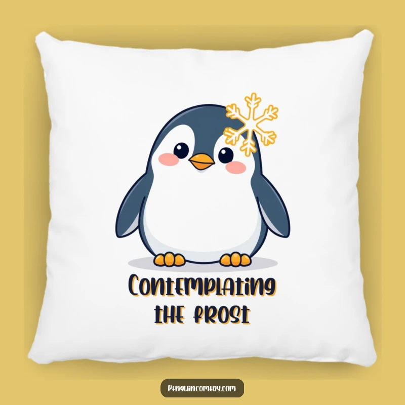 Funny Penguin Snowflake Pillow: Snuggle Up With Winter's Sweetest Curiosity!