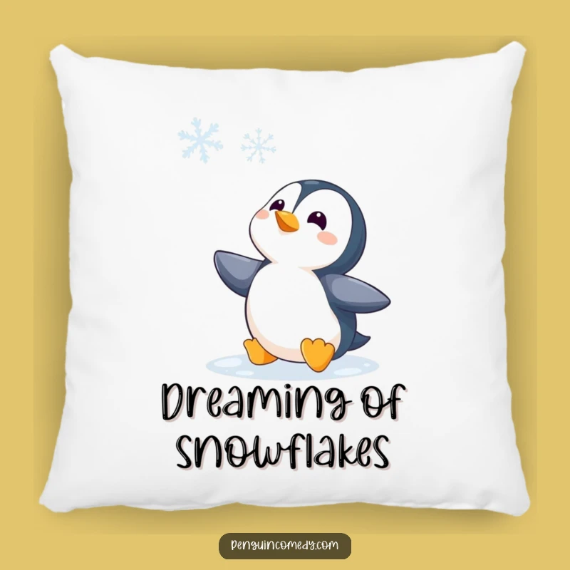Funny Penguin Watching Snowflake Pillow - Cozy & Hilarious Comfort for Dreamers