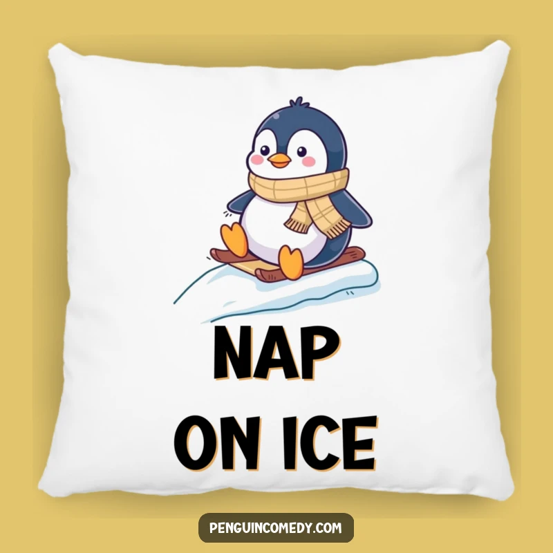 Funny Penguin Sledding Pillow - Soft & Snuggly Penguin Decor Gift