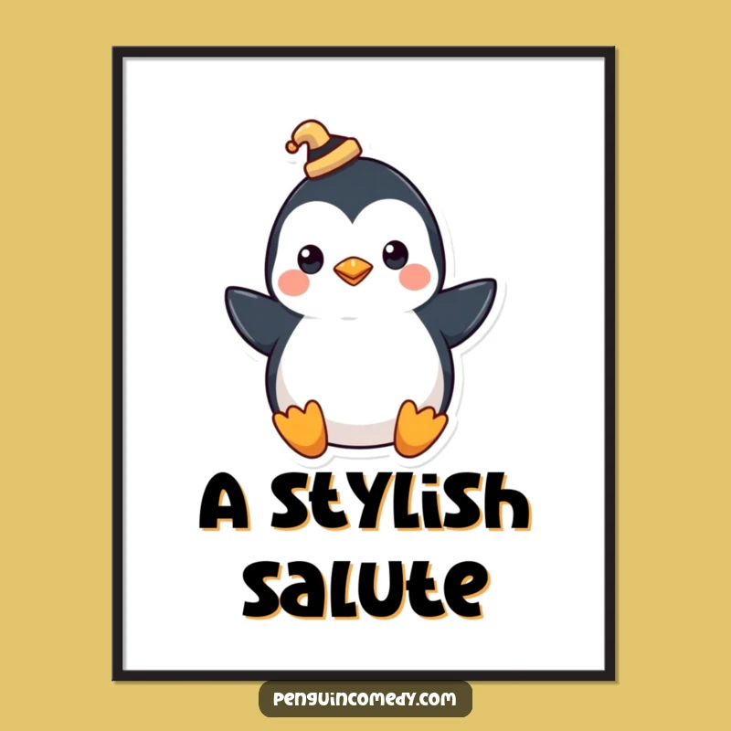 Funny Penguin Hat Digital Art: Instant Dapper Decor