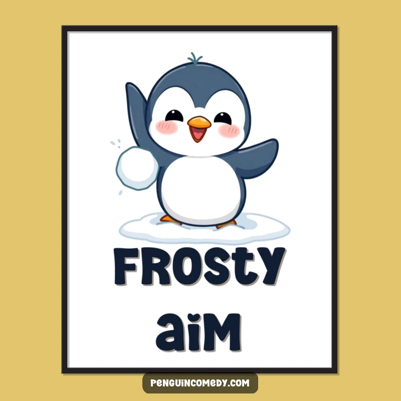 Funny Penguin Snowball Digital Art - Instant Hilarious Decor for Your Walls