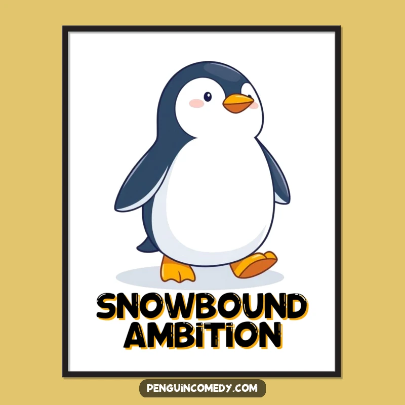 Funny Determined Penguin Digital Art: Instant Waddle With Purpose Wall Decor