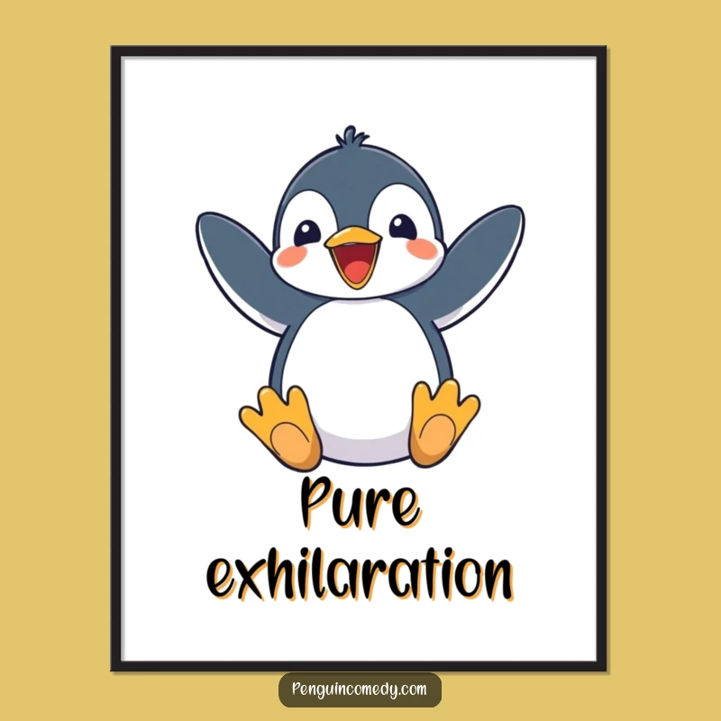 Funny Penguin Digital Art - Excited Flippers Flapping Decor