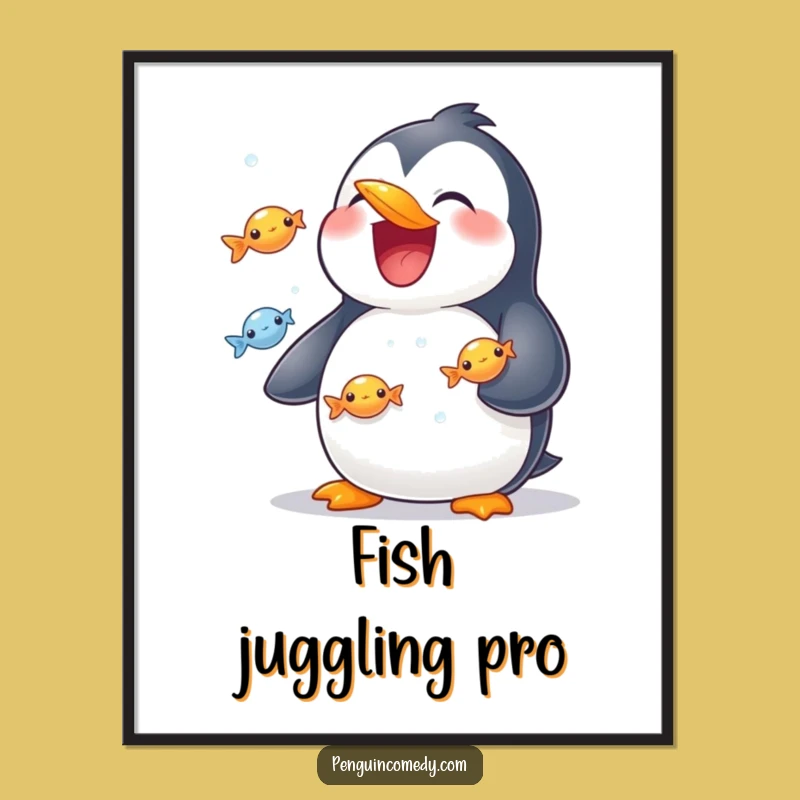 Funny Penguin Juggling Digital Art - Instant Penguin Skill Gift