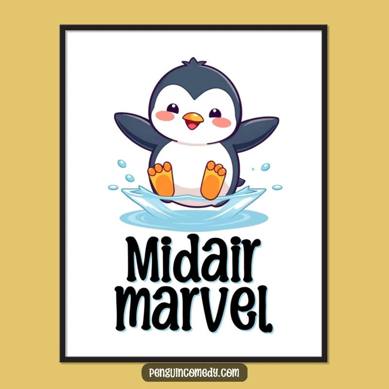 Funny Penguin Jumping Digital Art - Instant Penguin Splash Gift