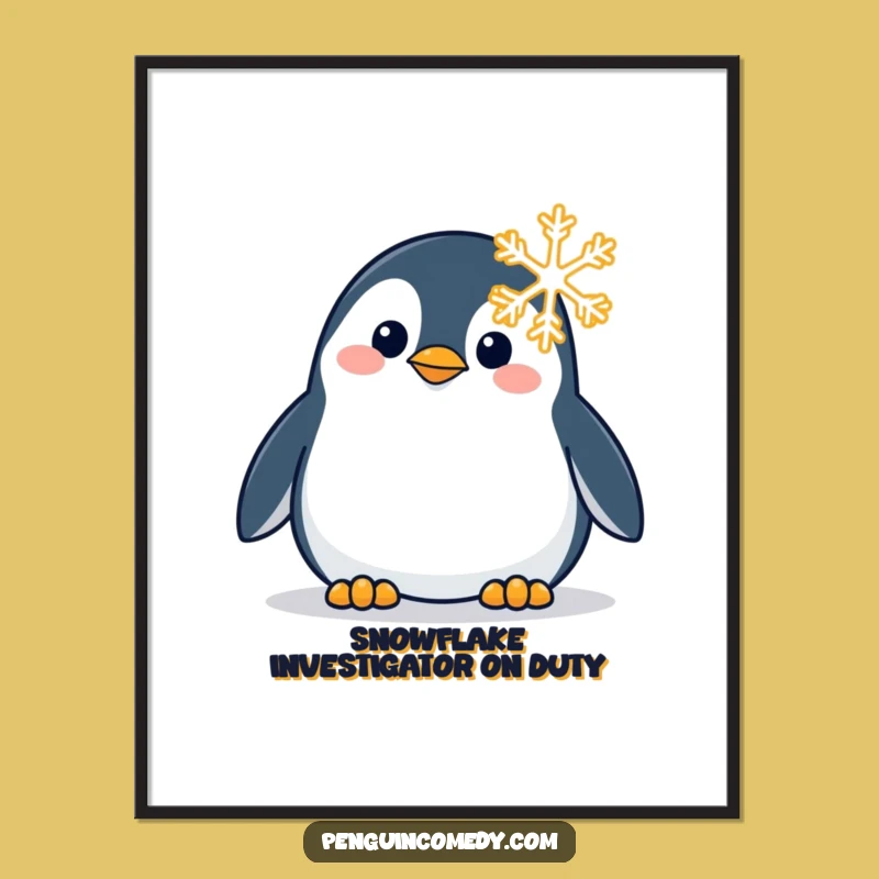 Funny Penguin Snowflake Digital Art Print: Bring Enchanting Winter Vibes Home!