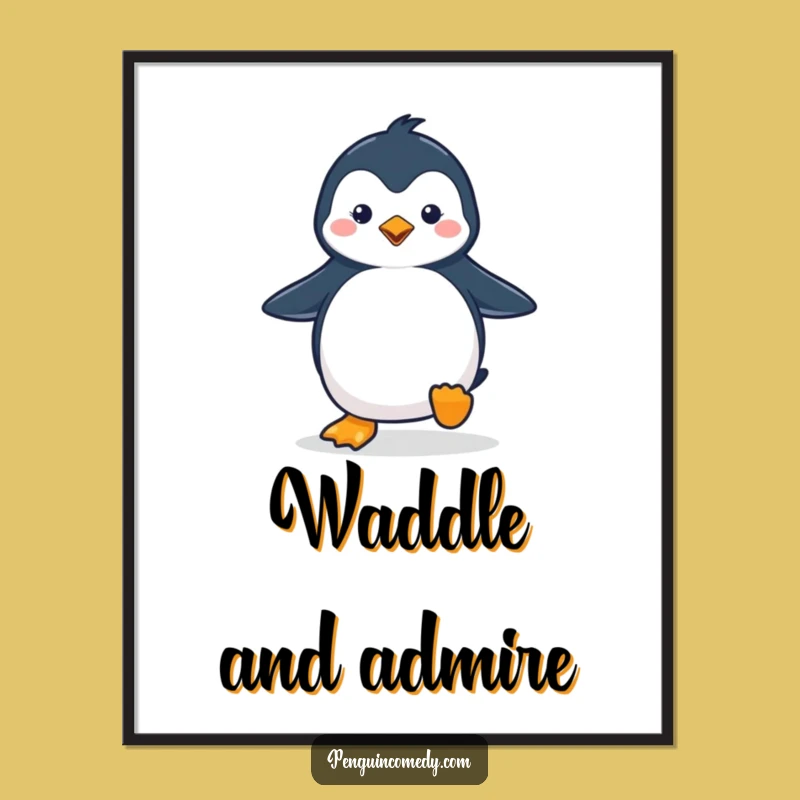 Funny Penguin Waddling Digital Art - Instant Arctic Cheer