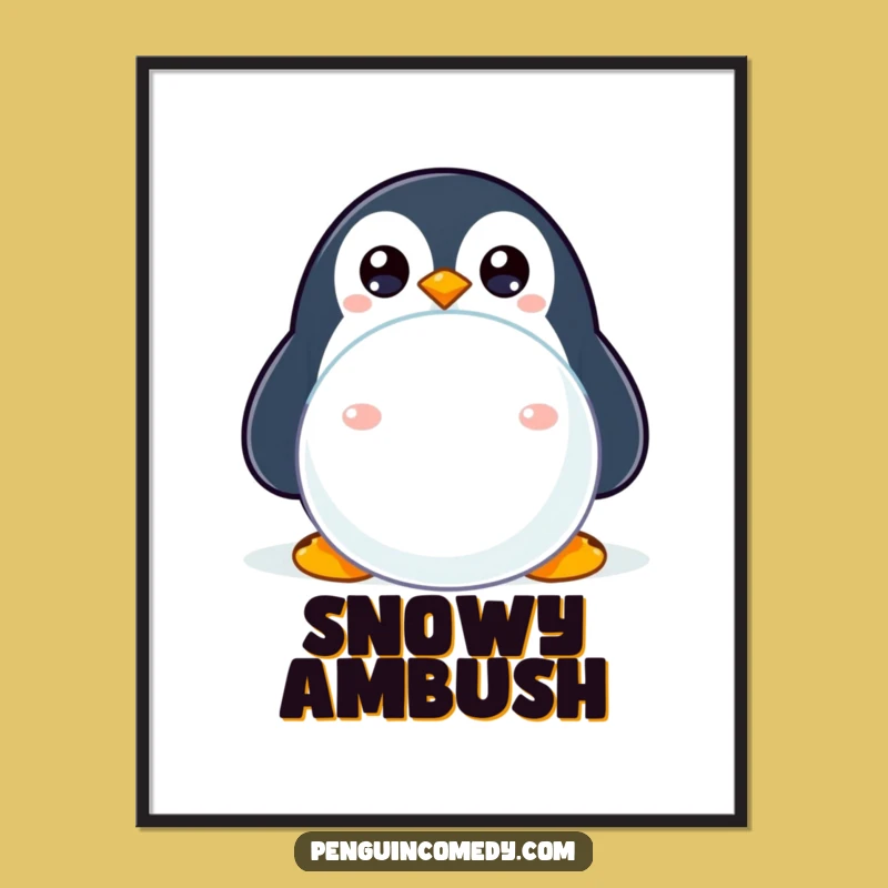Funny Shy Penguin Digital Art: Instant Whimsy