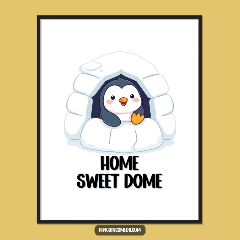 Funny Penguin Digital Art - Cheerful Igloo Peeking Decor