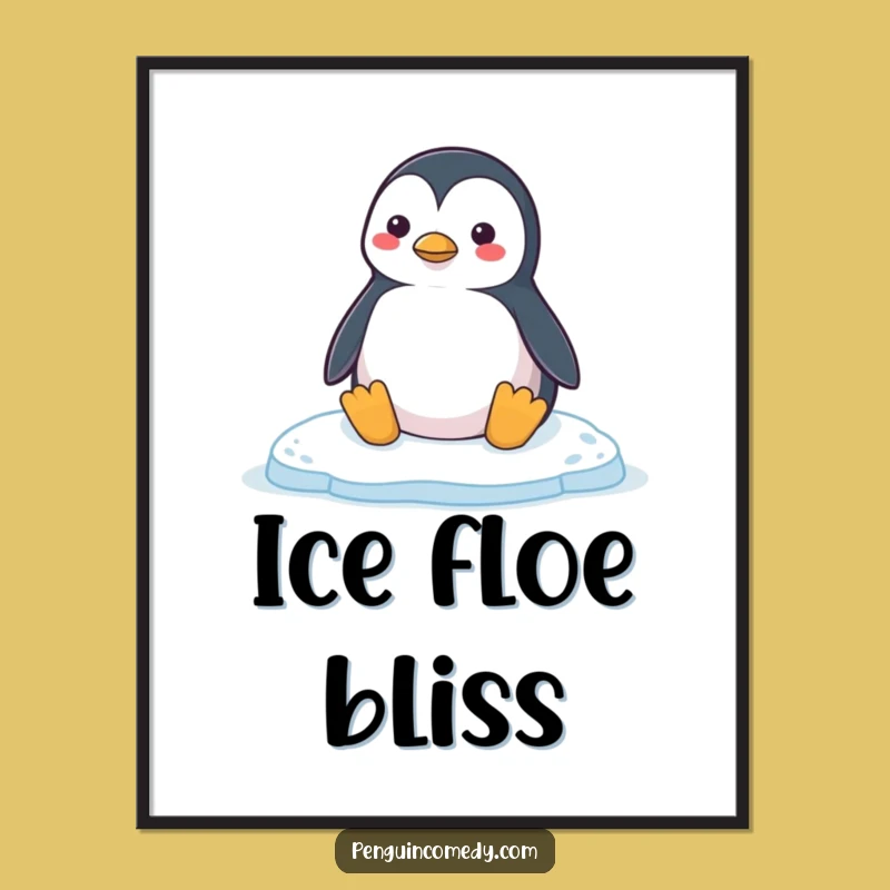 Funny Penguin Honk Digital Art Print: Contented Ice Floe Bliss, Instant Arctic Decor Gift!
