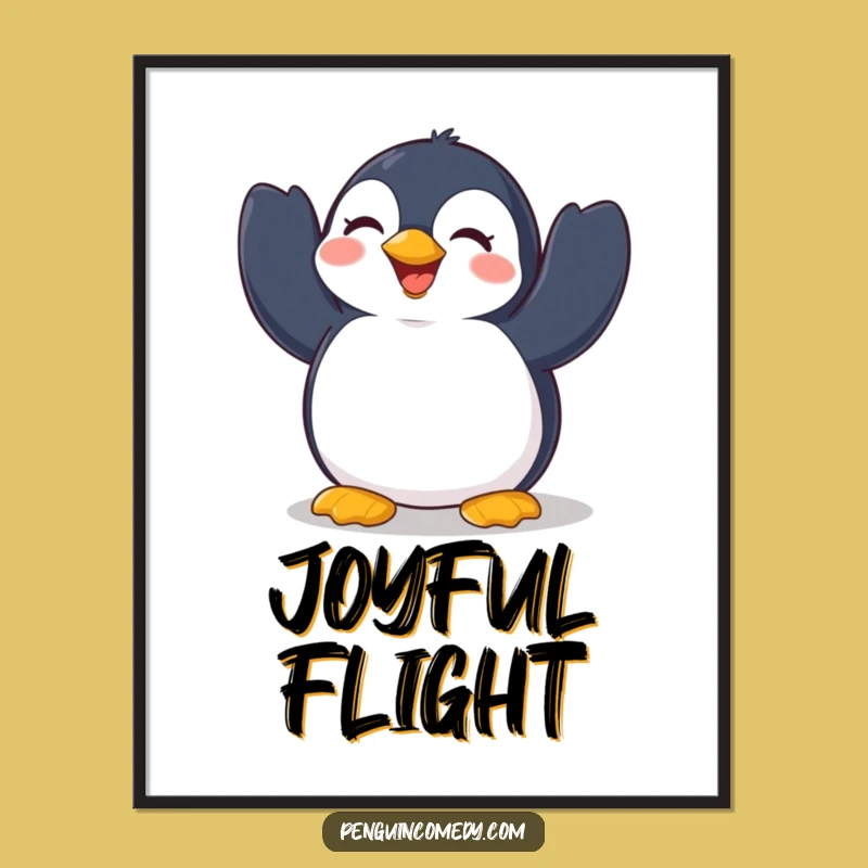 Funny Penguin Flap Digital Art Print: Cheerful Delight, Joyful Penguin Action, Instant Decor Gift!