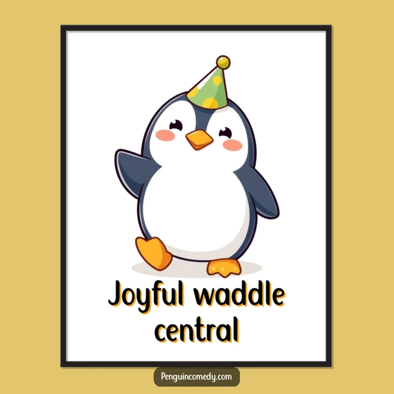 Funny Penguin Party Digital Print: Cute Waddler's Joy in Hilarious Art