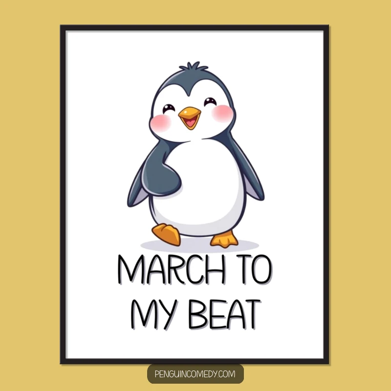 Funny Penguin Digital Art: Happy Waddling Character, Instant Humorous Decor Gift!