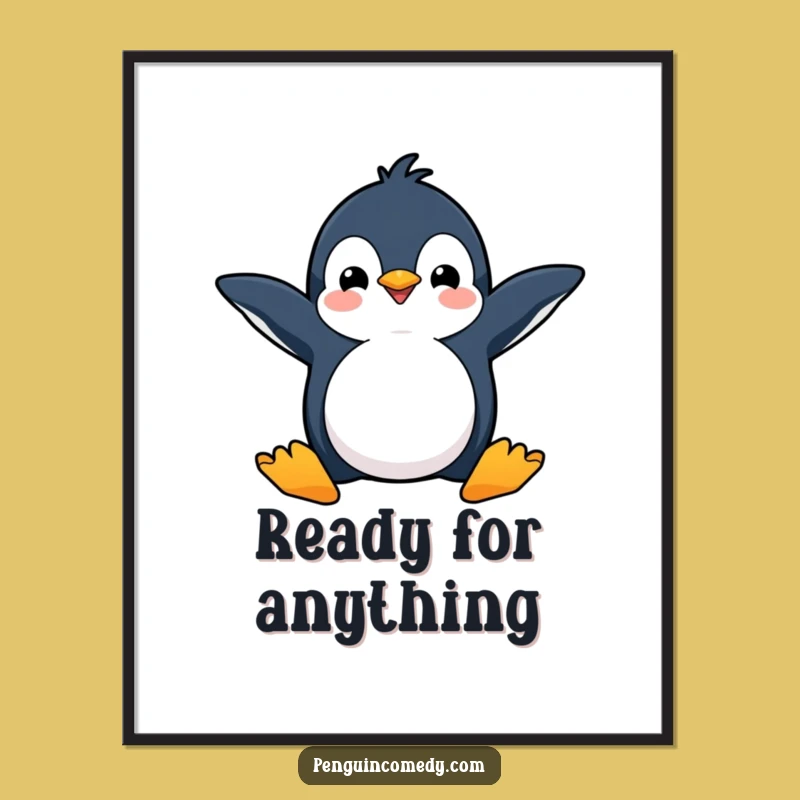 Funny Happy Penguin Dive Digital Art: Instant Energetic Decor