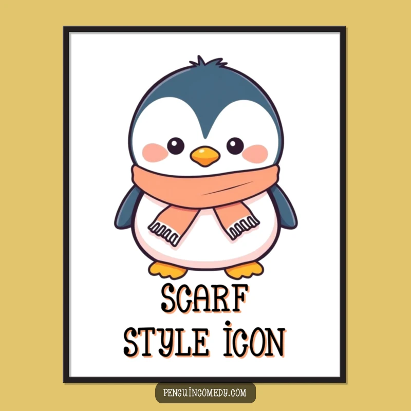 Funny Penguin Scarf Digital Art - Instant Winter Cheer