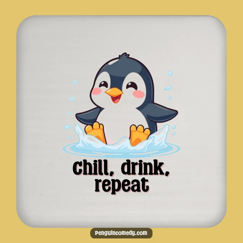 Funny Penguin Splash Coaster: Protect Surfaces with Icy Fun!