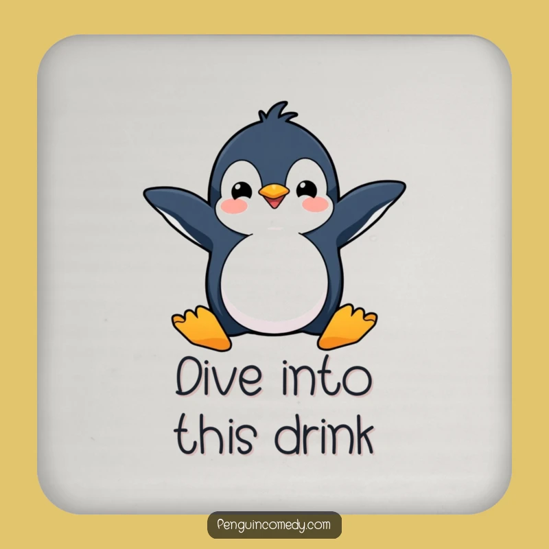 Funny Happy Penguin Dive Coasters: Protect Surfaces with Joy