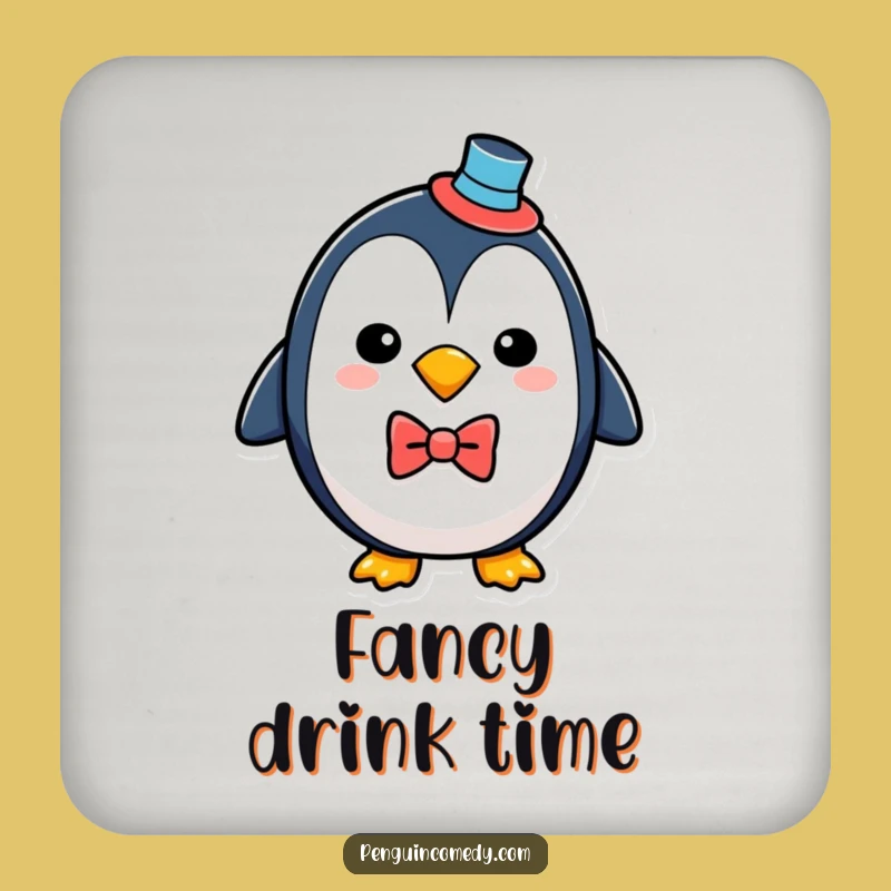 Funny Penguin Drink Coaster - Dapper Bird Table Protector - Chic Gift