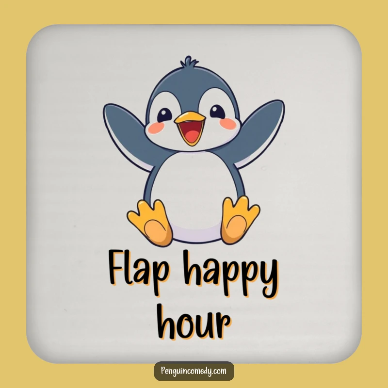 Funny Penguin Coaster - Excited Flippers Table Protector