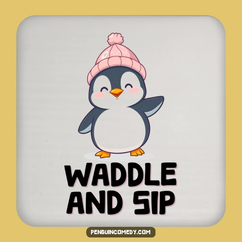 Funny Happy Penguin Coaster Set: Sip with Joy, Charming Funny Gift