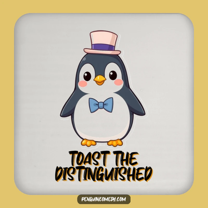 Funny Penguin Coaster: Dapper Drink Protector, Perfect Humorous Elegant Gift!