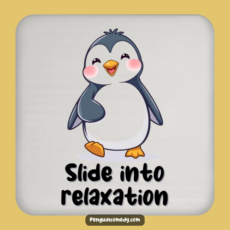 Funny Penguin Coaster: Happy Waddling Protection, Perfect Humorous Table Gift!