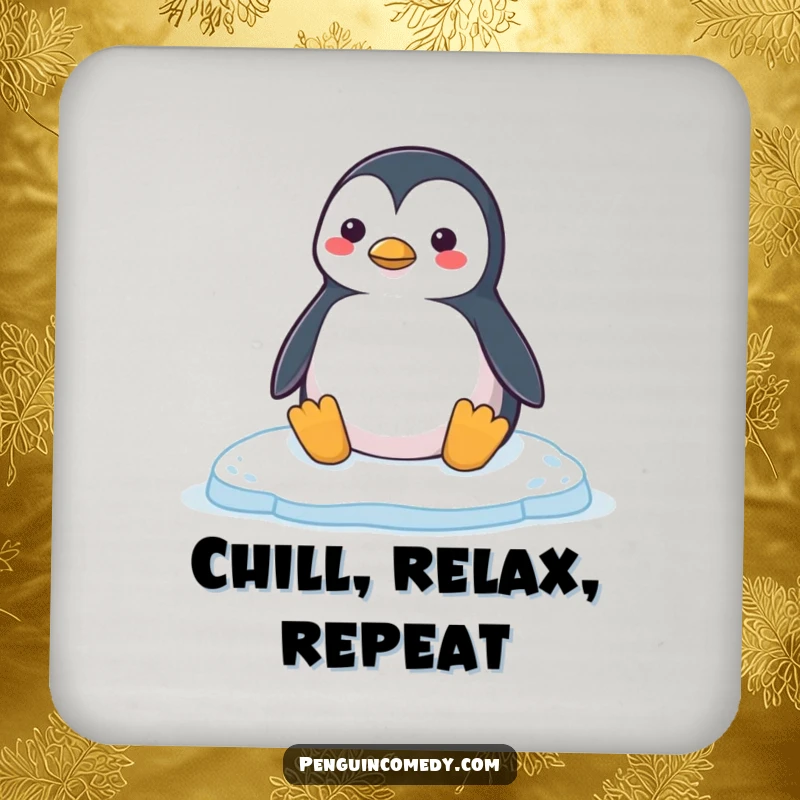 Funny Penguin Coaster: A cheerful penguin honking contentedly on a smooth ice floe, adding a touch of arctic fun and surface protection.