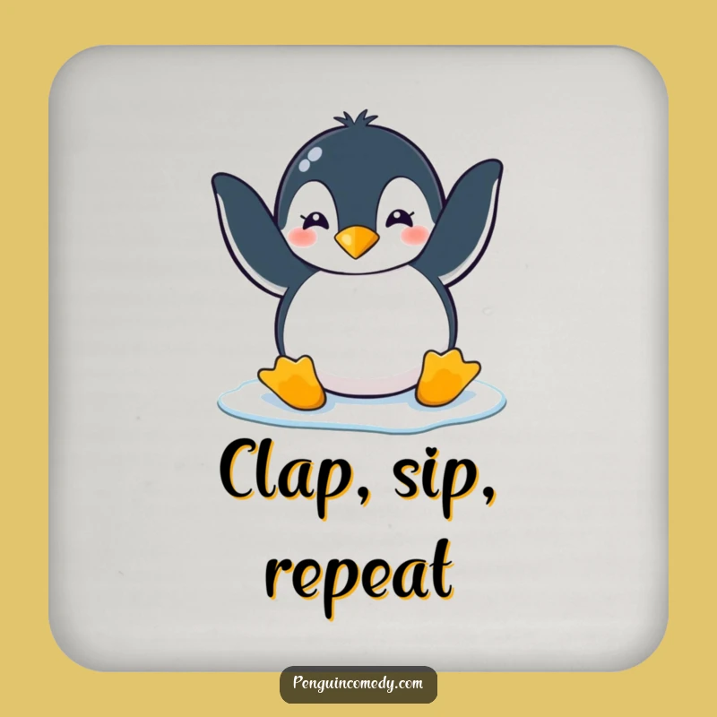 Funny Penguin Ice Clap Coaster: Protect Surfaces with This Penguin's Joy