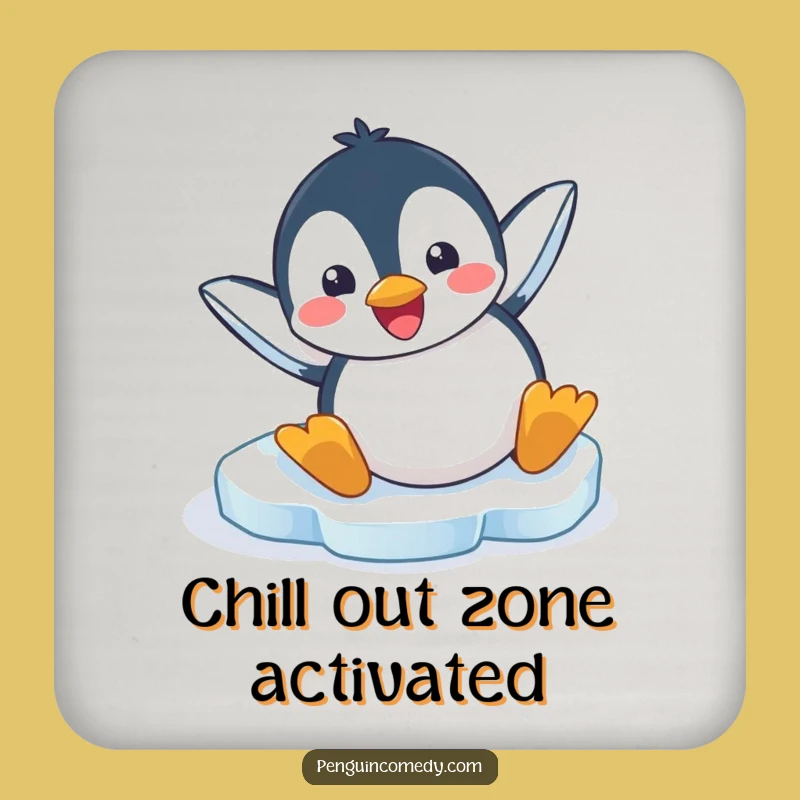 Funny Penguin Ice Slide Drink Coaster: Protect Surfaces With Hilarious Arctic Flair!