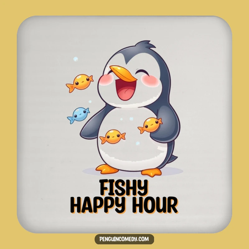 Funny Penguin Juggling Drink Coaster - Tabletop Fish Grip Gift