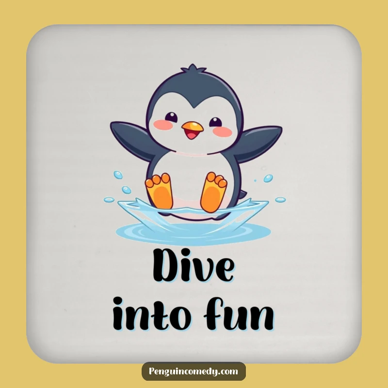 Funny Penguin Jumping Drink Coaster - Tabletop Penguin Splash Guard Gift
