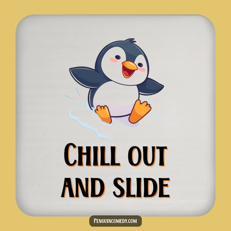 Funny Penguin Sliding Drink Coaster: Protect Surfaces With Winter Merriment
