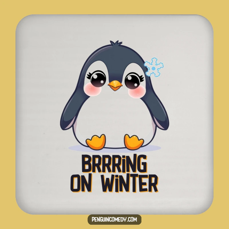 Funny Penguin Snowflake Drink Coaster: Protect Surfaces with Innocent Eyes, Perfect Gift!