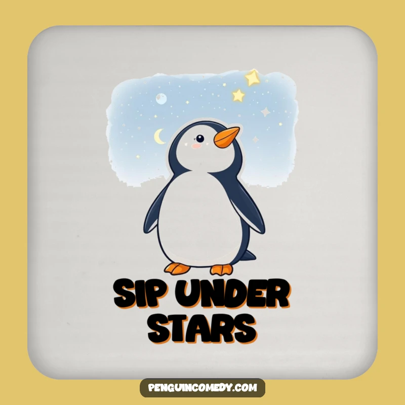 Funny Penguin Starry Night Coaster - Celestial Protection Hilarious Gift
