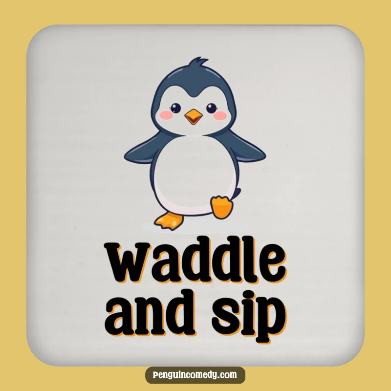 Funny Penguin Waddling Drink Coaster - Protect Surfaces with Cuteness