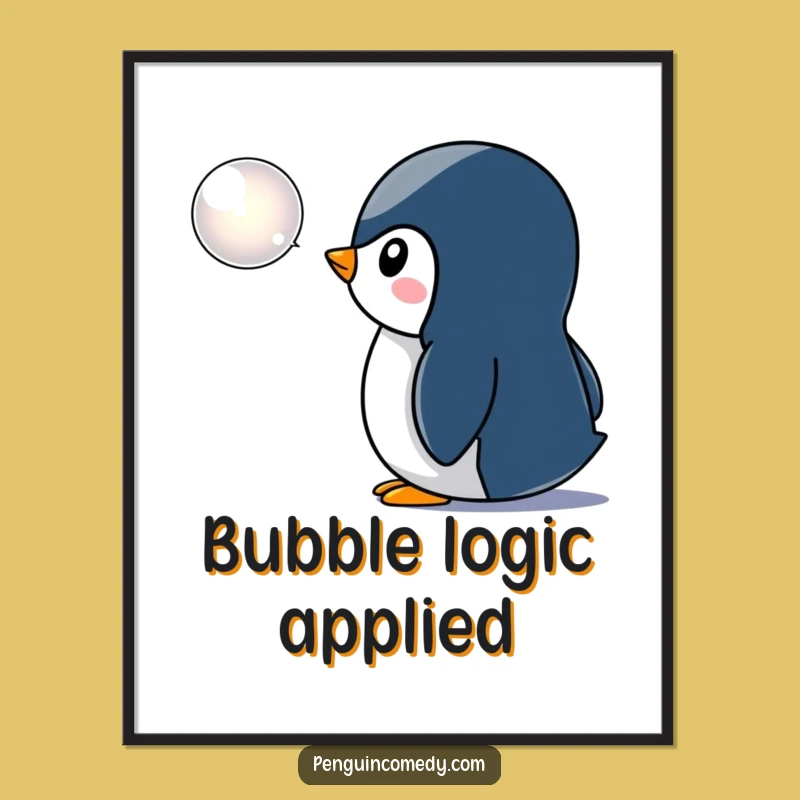 Funny Penguin Bubble Art Poster: A Whimsical & Humorous Wall Decor Piece