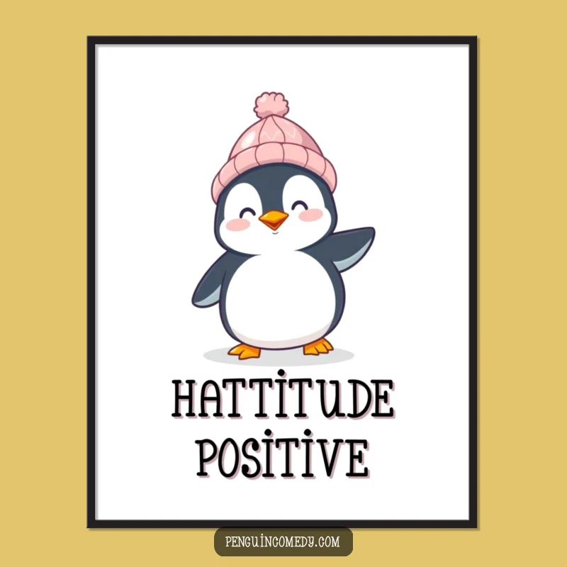 Funny Happy Penguin Poster: Arctic Charm Art, Ideal Funny Gift