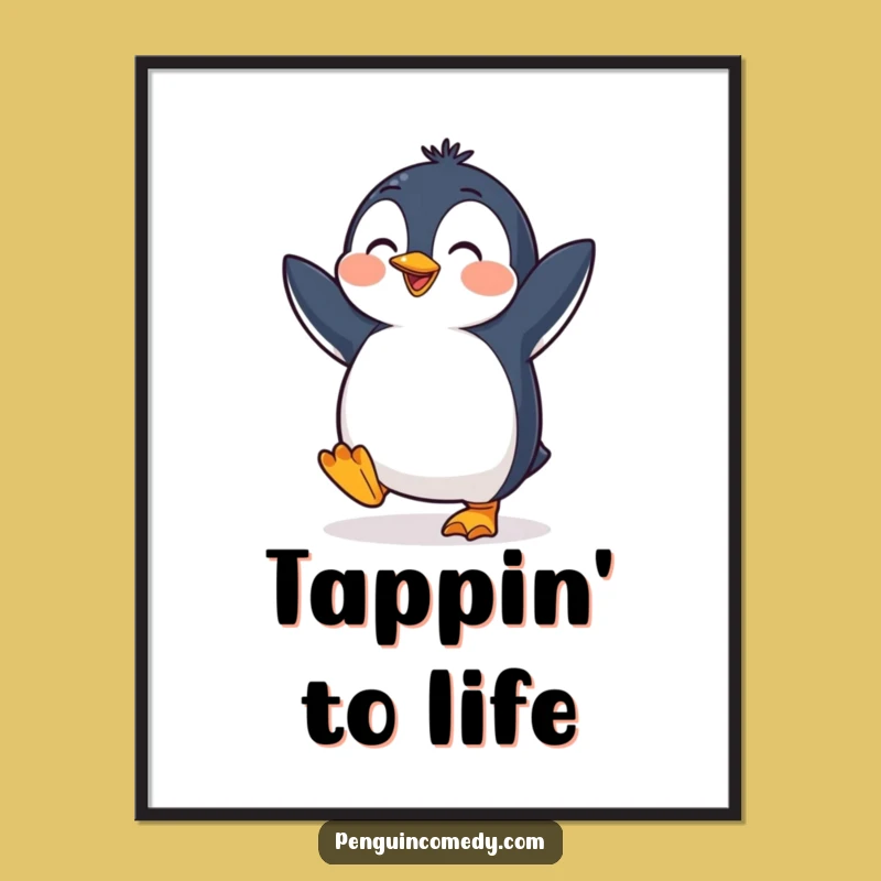Funny Penguin Dance Poster: Cheerful Bird Art, Joyful Wall Decor Gift