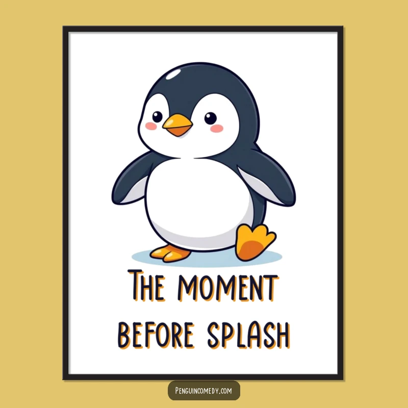 Funny Penguin Diving Poster: Alert Action Art, Perfect Funny Gift