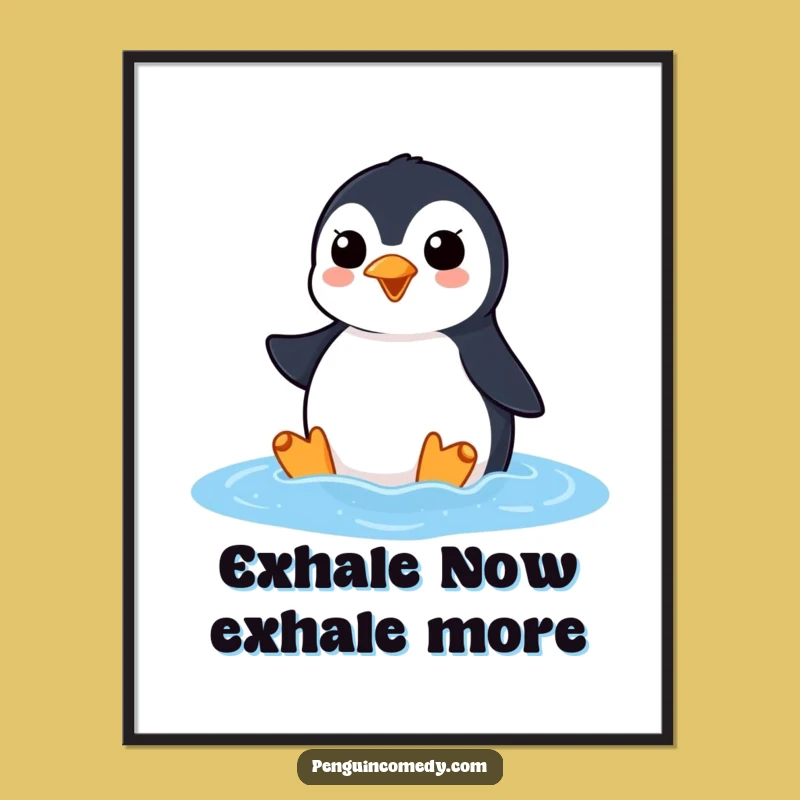 Funny Penguin Ocean Squawk Poster: Eager Arrival Art, Perfect Funny Gift