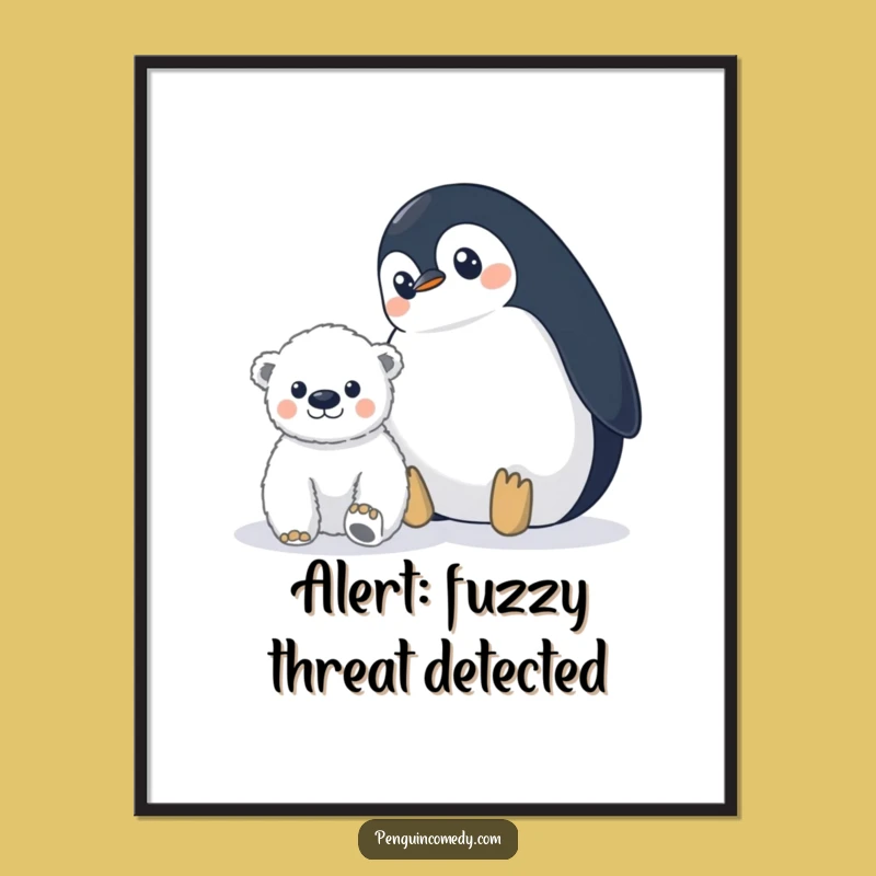 Funny Penguin Polar Bear Poster: Wide-Eyed Art, Perfect Funny Gift