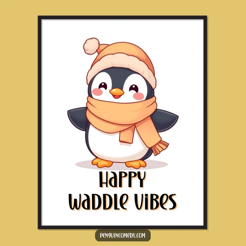 Funny Penguin Poster - Cute Waddle Art, Adorable Penguin Decor, Winter Gift