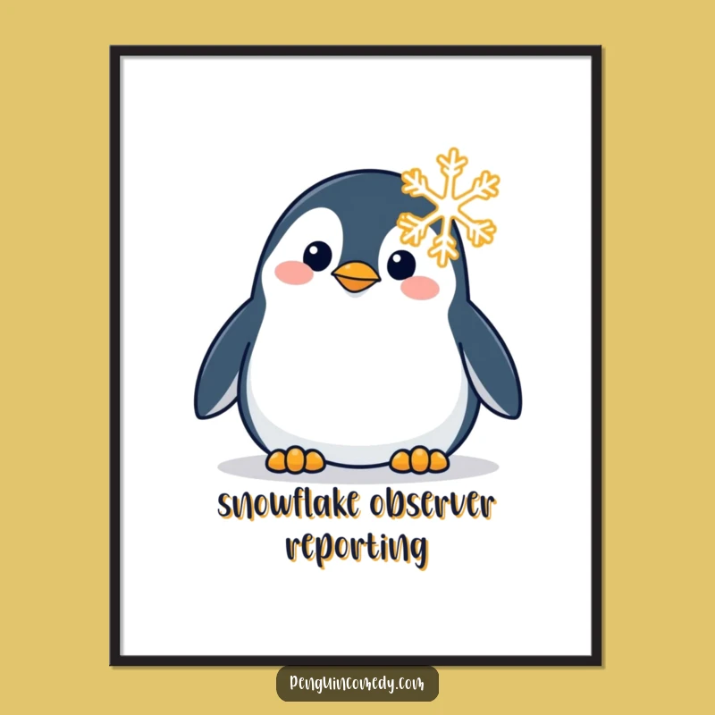 Funny Penguin Snowflake Poster: Bring Whimsical Winter Wonder to Your Walls!