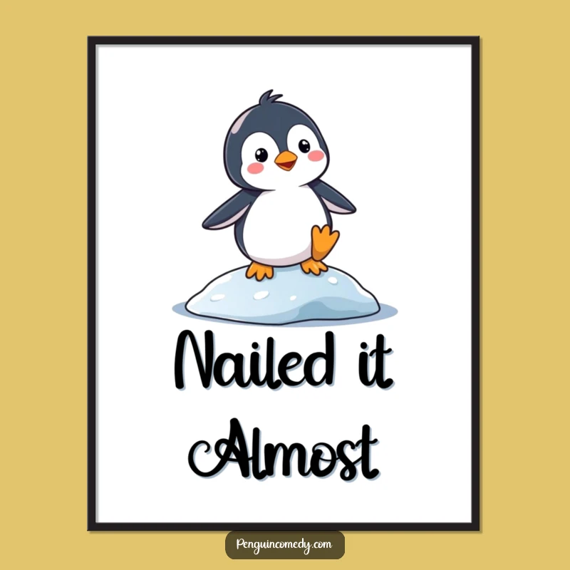 Funny Slipping Penguin Poster: Decorate with Hilarious Penguin Wobbles