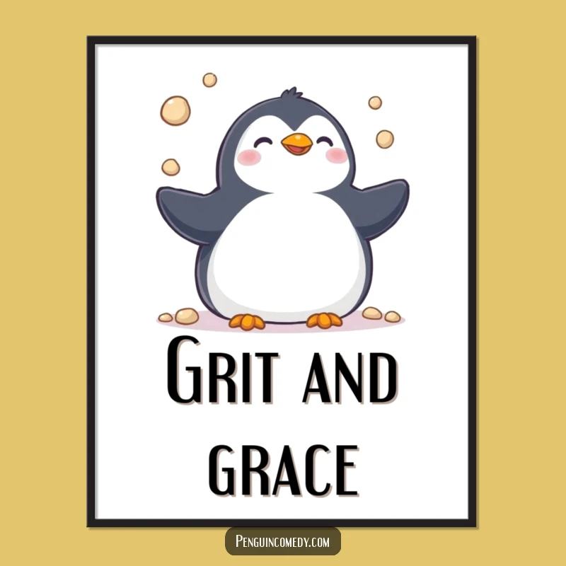 Funny Penguin Juggling Poster - Hilarious Wall Art for a Cheerful Space
