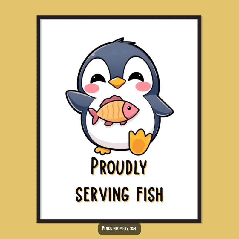 Funny Penguin Fish Poster: Proud Penguin Art for Your Walls